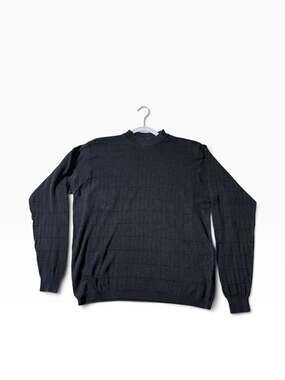 Bachrach Men’s XL Black 100% Silk Long Sleeve Crew Neck Pullover Sweater